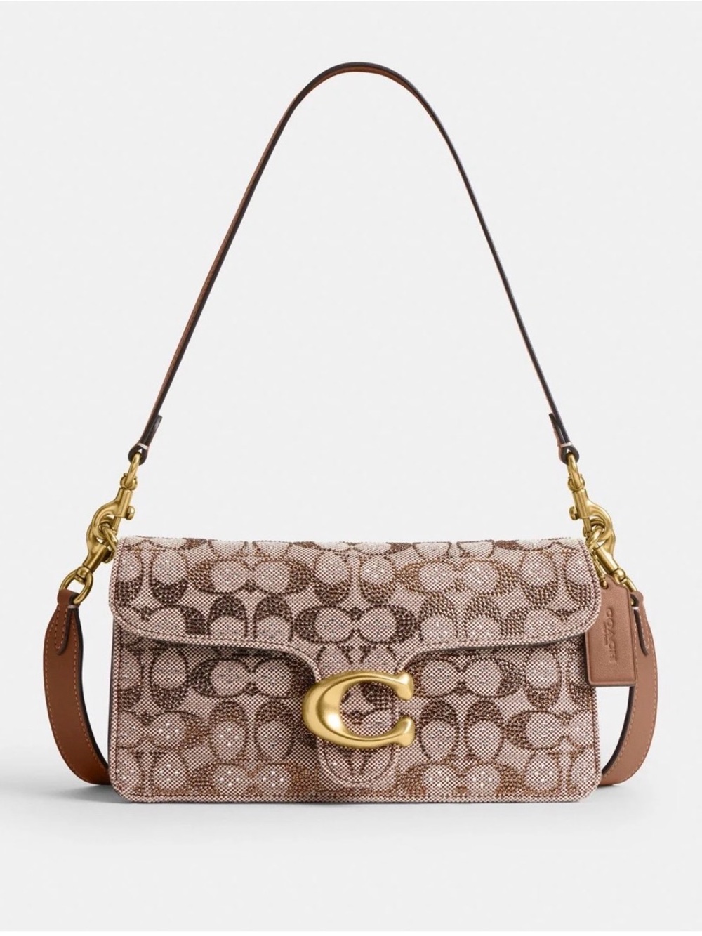 Coach Tabby 26  Shoulder Bag in crystal mushroom Signature  with Gold Hardware